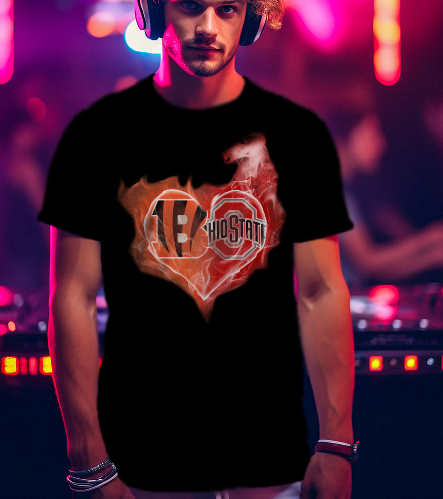 Bengals Ohio State Heart Fusion T-Shirt