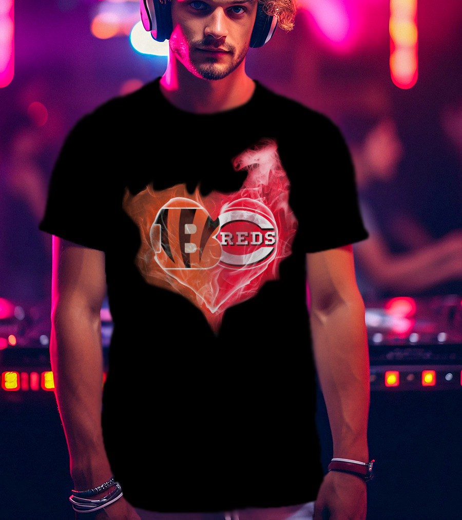Bengals Reds Cincinnati Heart T-Shirt