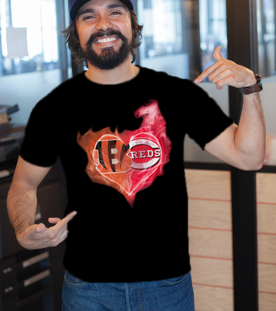 Bengals Reds Cincinnati Heart T-Shirt