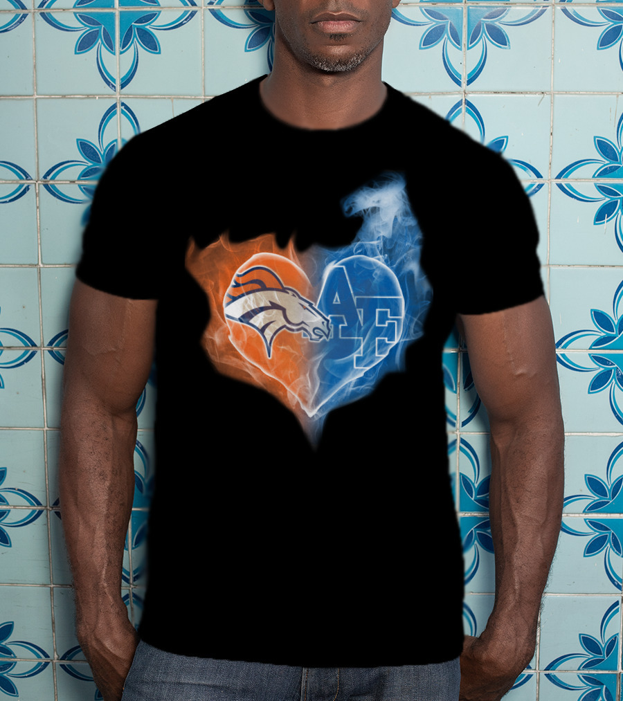 Broncos Air Force Falcons Heart T-Shirt