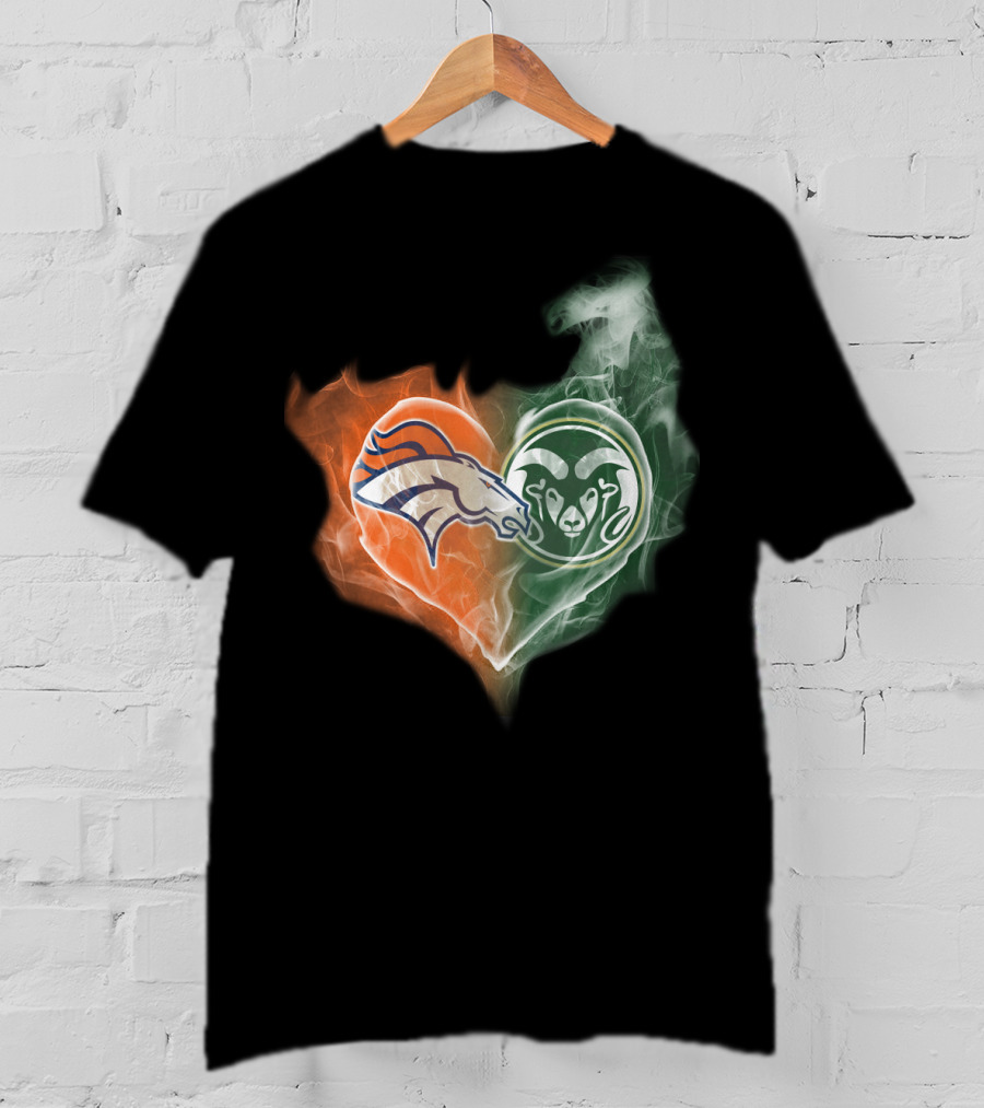Broncos Rams Heart Shape Fusion T-Shirt