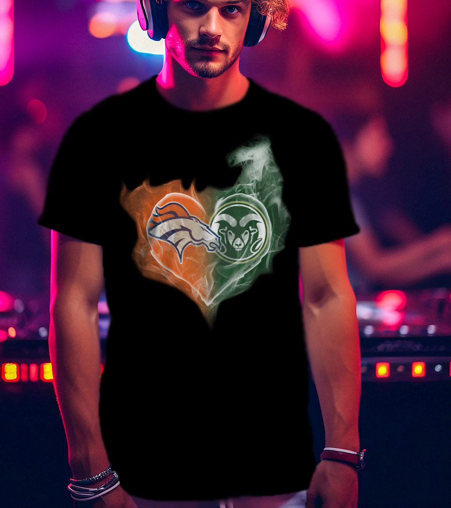 Broncos Rams Heart Shape Fusion T-Shirt