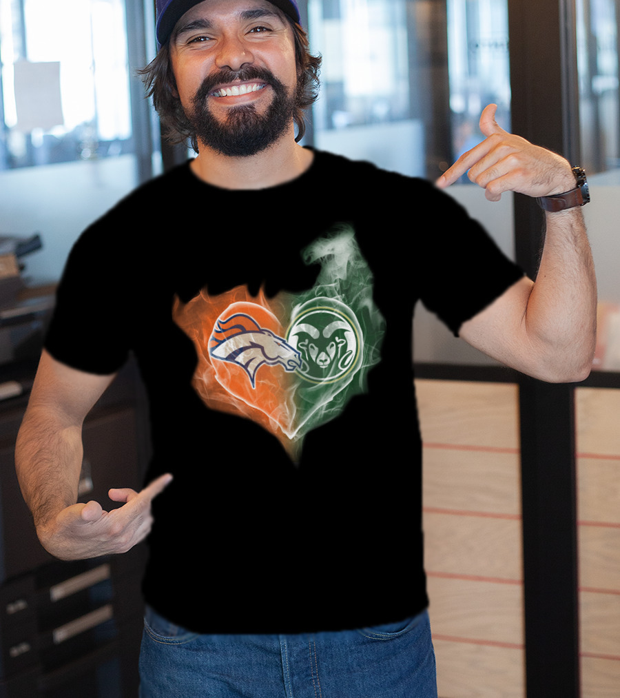 Broncos Rams Heart Shape Fusion T-Shirt