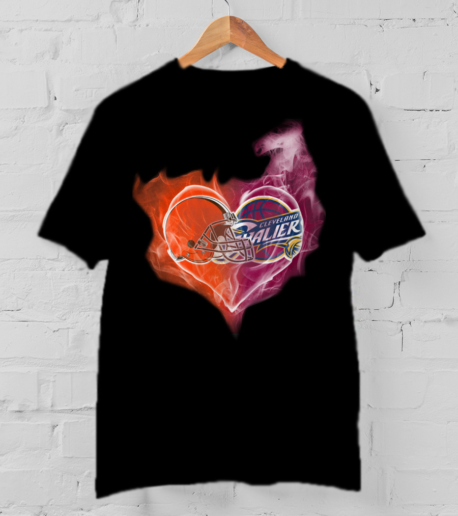 Cleveland Browns Cavaliers Heart Flame T-Shirt