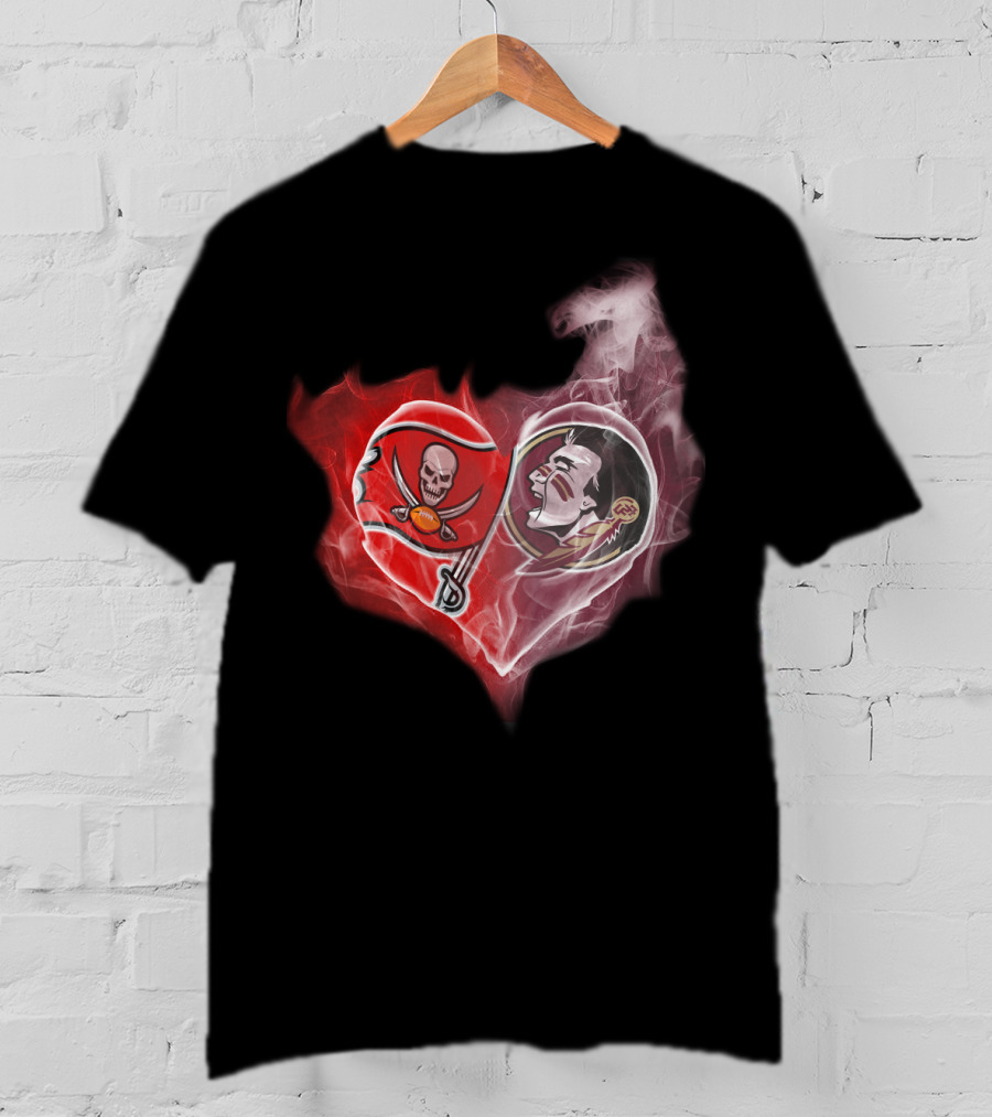 Buccaneers Florida State Seminoles Heart Smoky T-Shirt