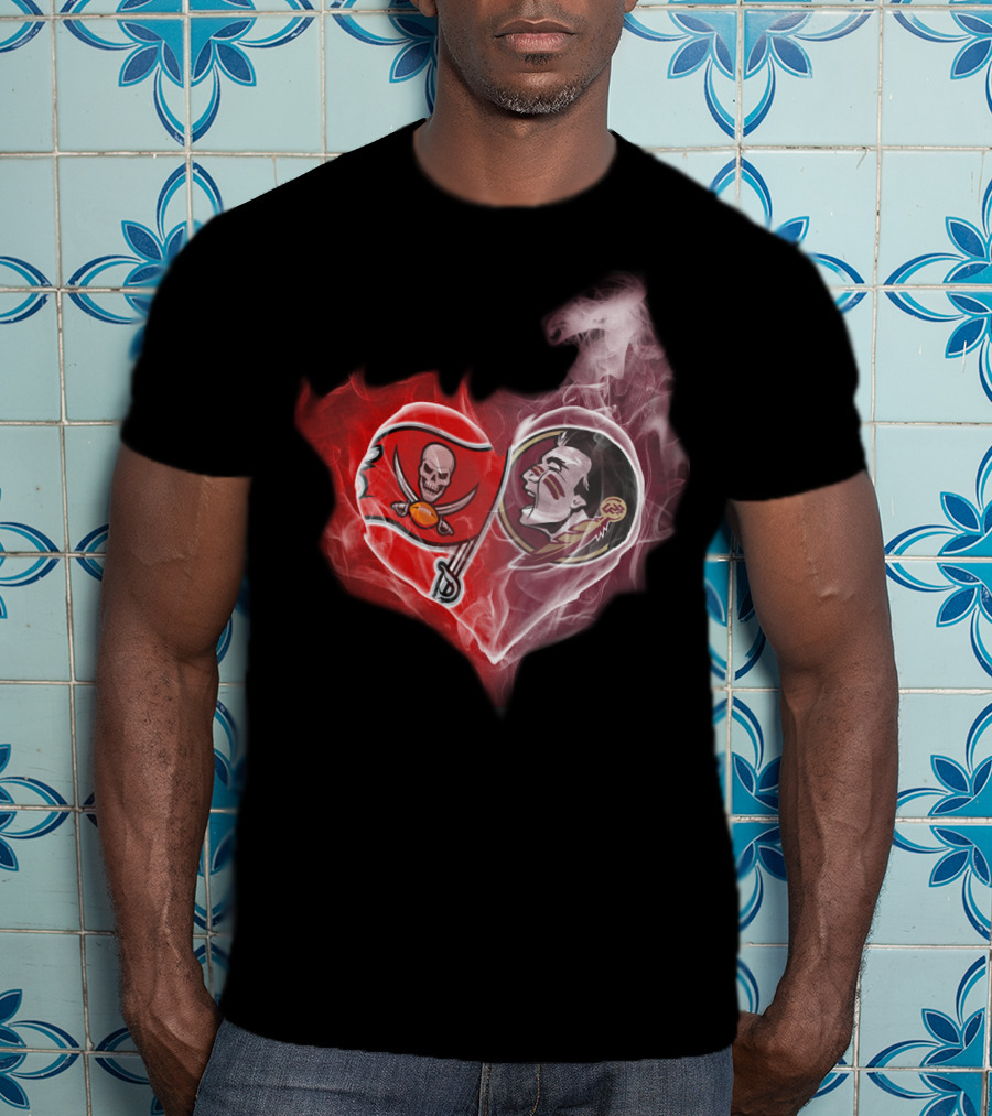 Buccaneers Florida State Seminoles Heart Smoky T-Shirt