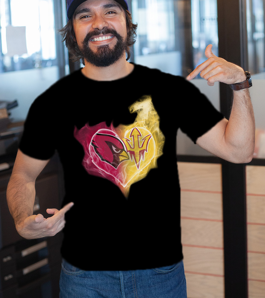 Cardinals Arizona State Sun Devils Heart T-Shirt