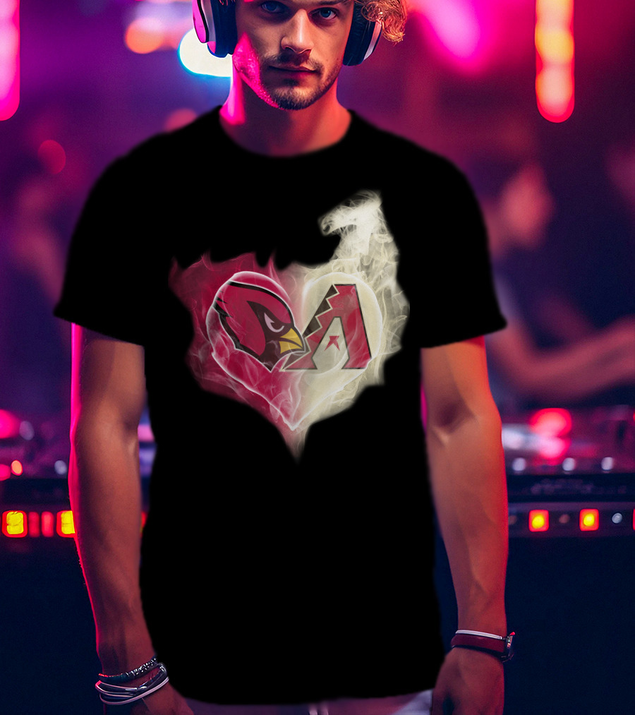 Cardinals Arizona Diamondbacks Heart Logo Fusion T-Shirt