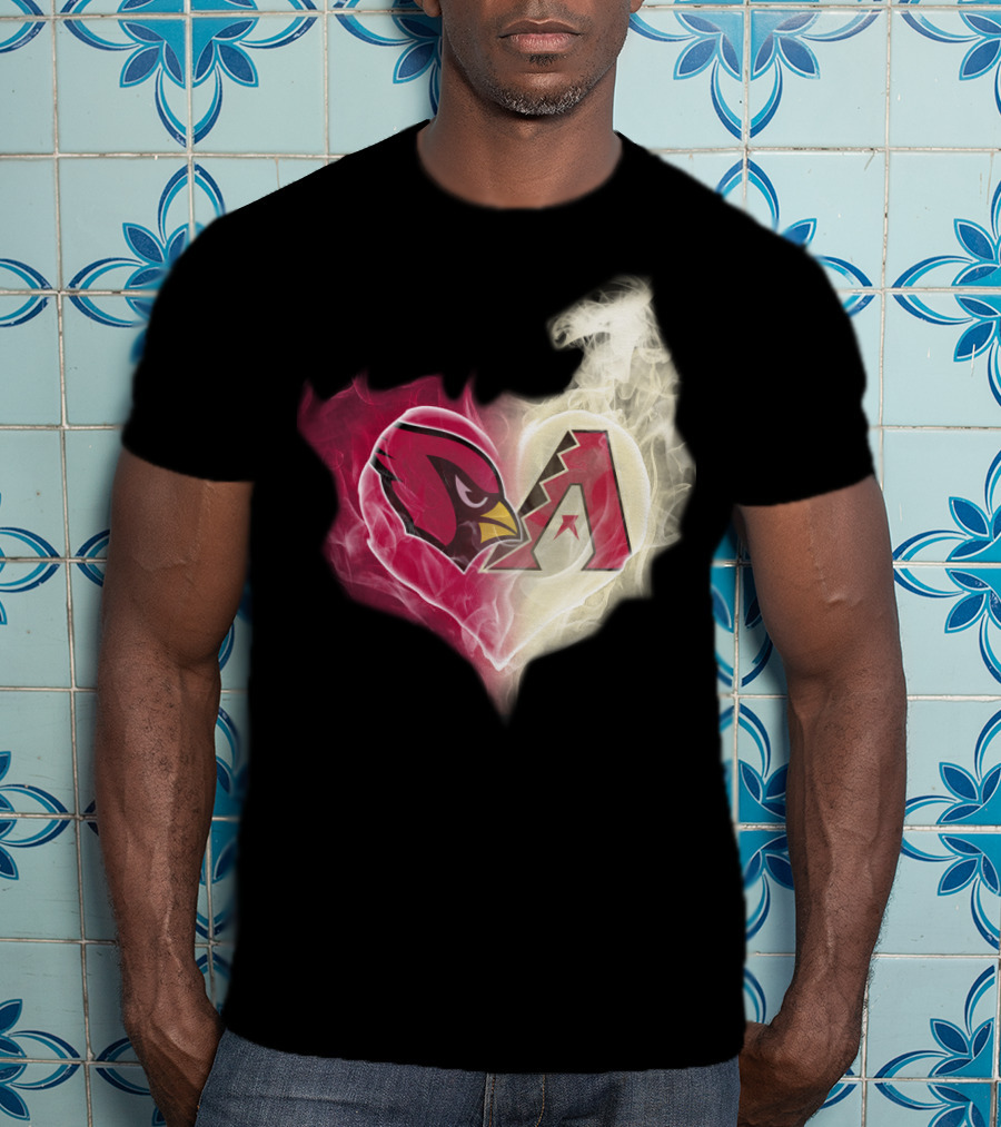 Cardinals Arizona Diamondbacks Heart Logo Fusion T-Shirt