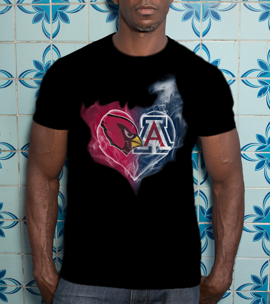 Cardinals Arizona Wildcats Heart Logo Smoke T-Shirt