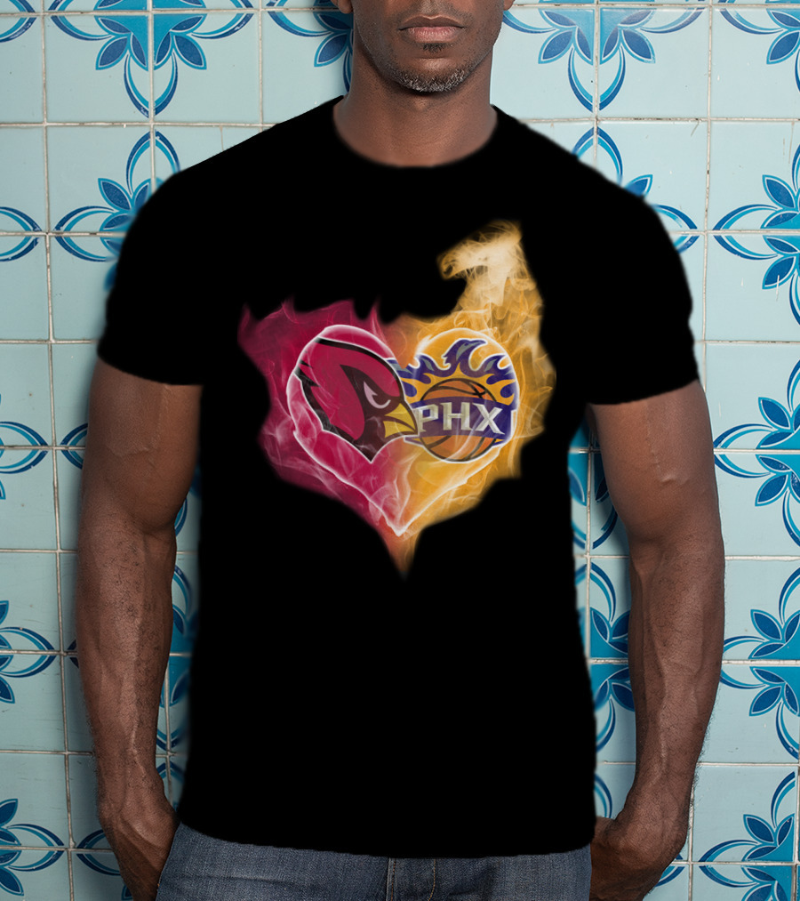Cardinals PHX Suns Heart Blaze T-Shirt