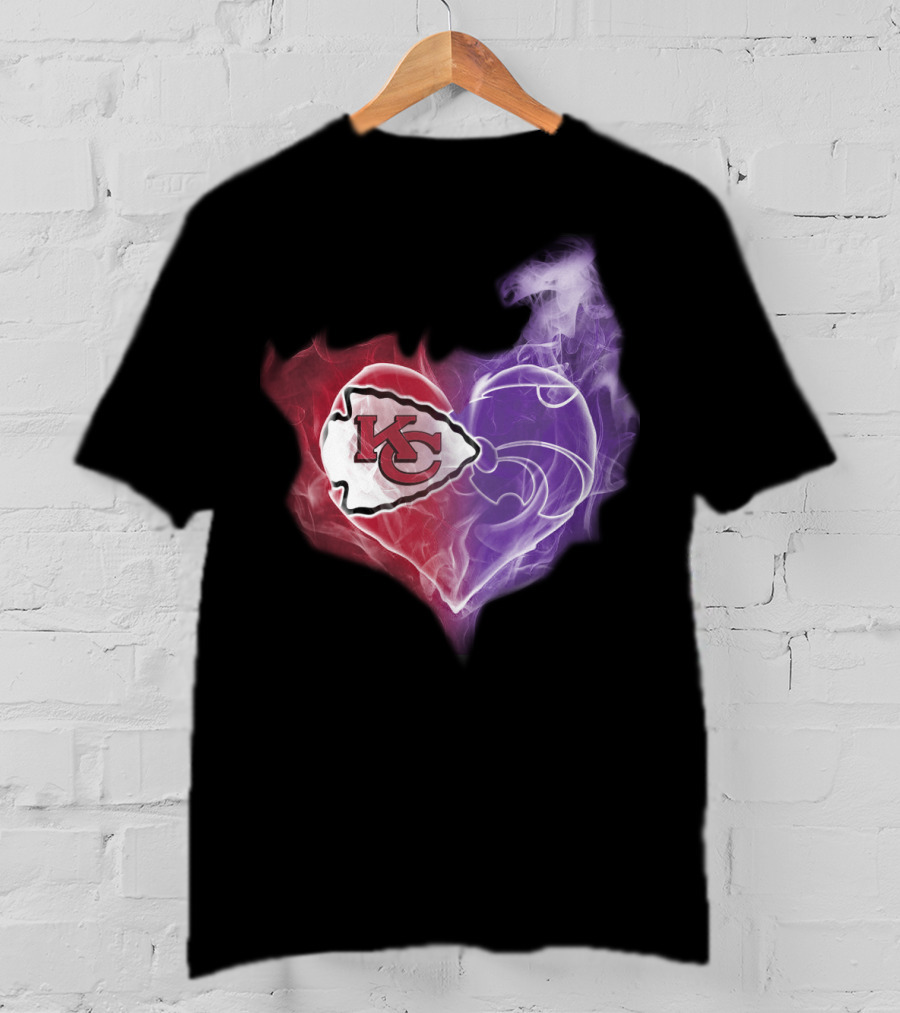Kansas City Chiefs Kansas State Wildcats Heart T-Shirt
