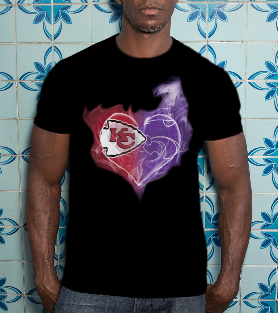 Kansas City Chiefs Kansas State Wildcats Heart T-Shirt