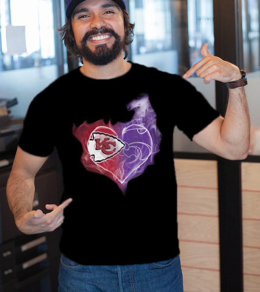 Kansas City Chiefs Kansas State Wildcats Heart T-Shirt