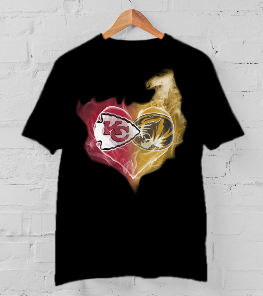 Chiefs Missouri Tigers Kc Smoke Heart T-Shirt