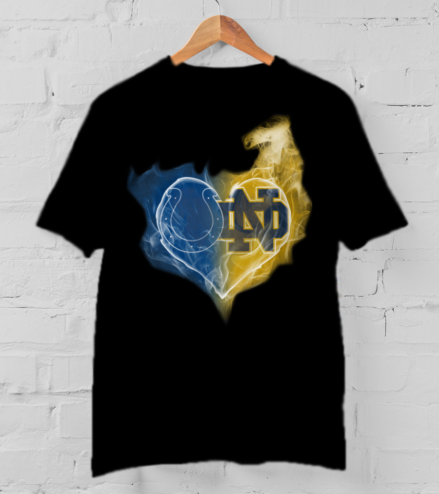 Colts Notre Dame Fighting Irish Flame Heart T-Shirt