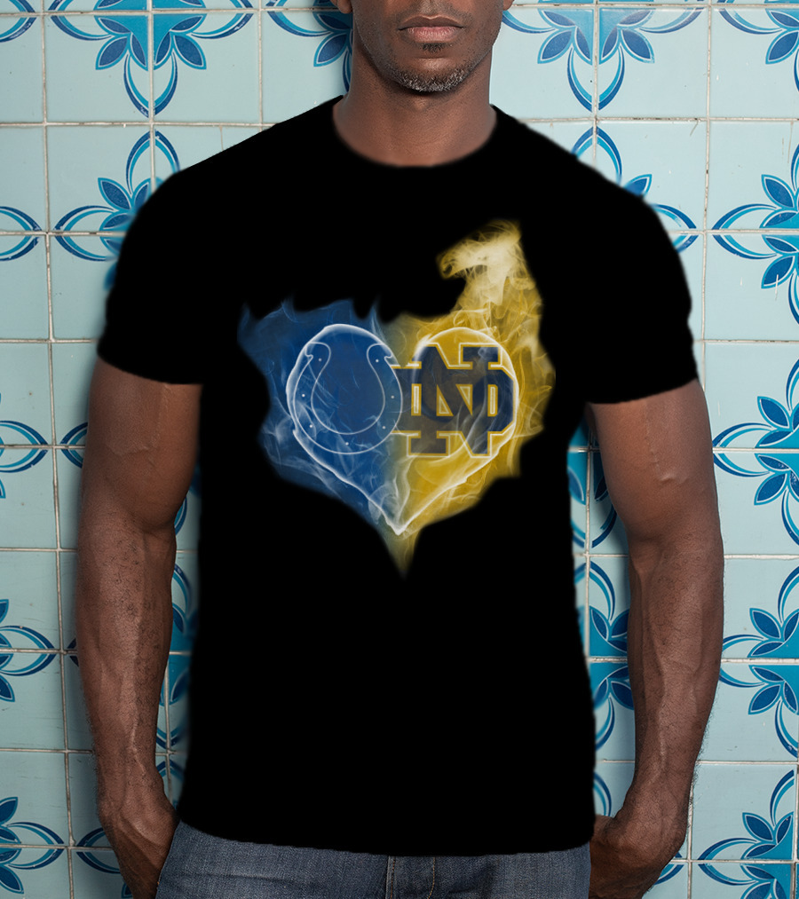 Colts Notre Dame Fighting Irish Flame Heart T-Shirt