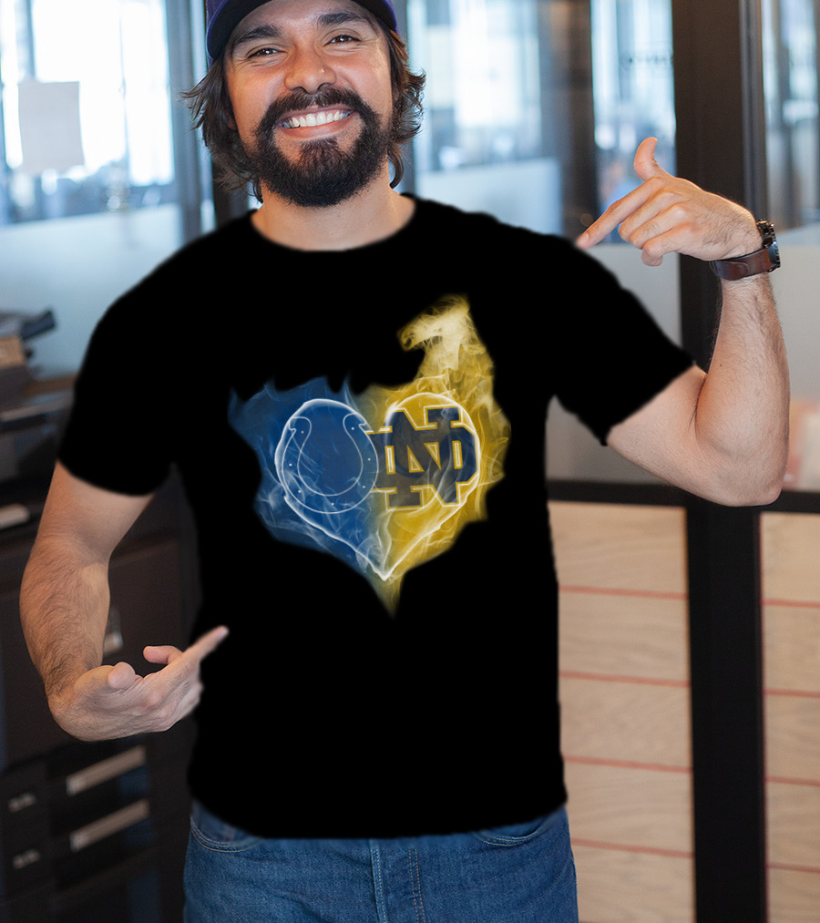 Colts Notre Dame Fighting Irish Flame Heart T-Shirt