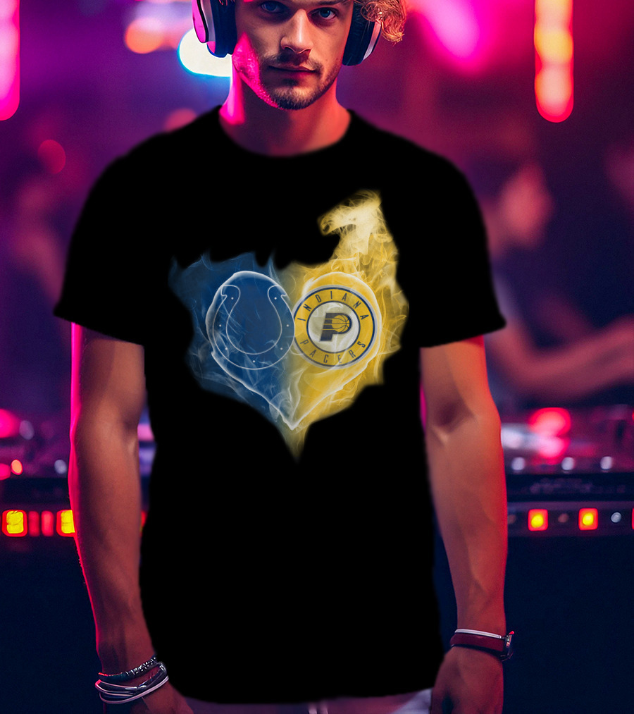 Colts Indiana Pacers Heart Logo Fusion T-Shirt