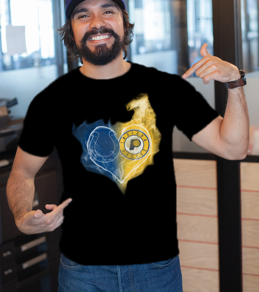 Colts Indiana Pacers Heart Logo Fusion T-Shirt
