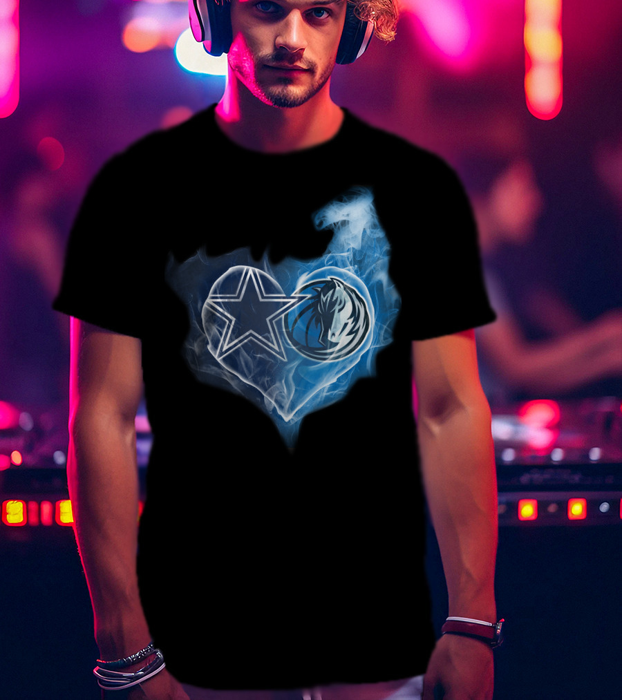 Dallas Cowboys Maverick Heart Sports Logo Collaboration T-Shirt