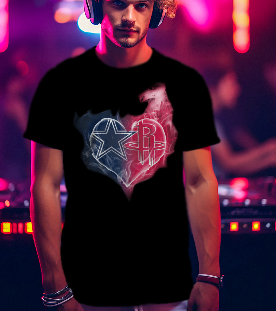 Cowboys Houston Rockets Heart T-Shirt