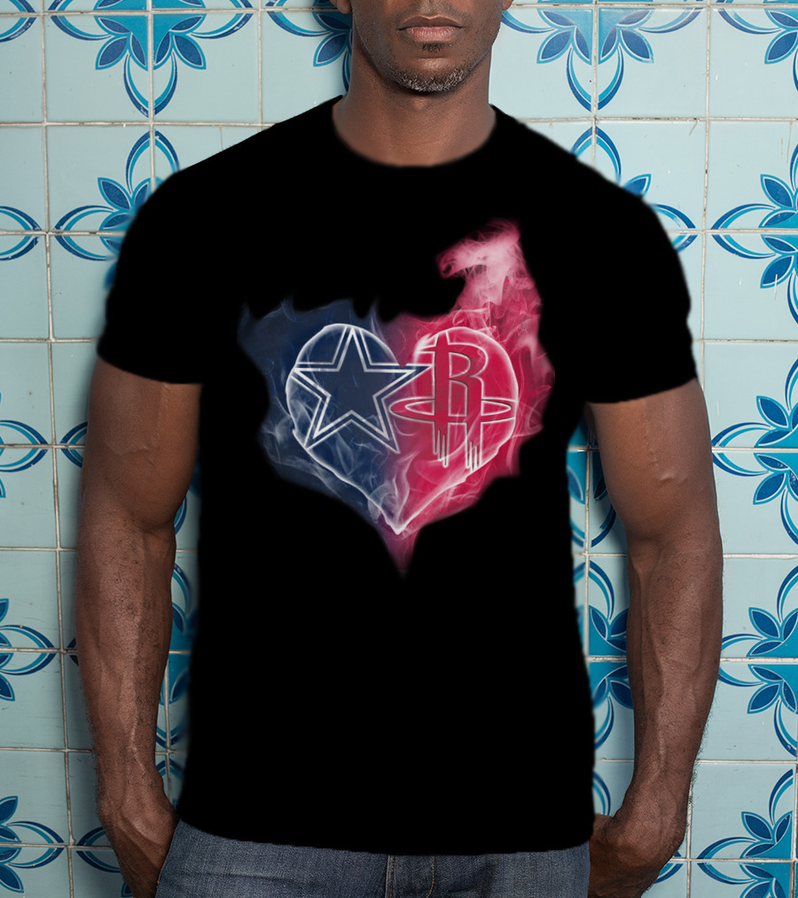 Cowboys Houston Rockets Heart T-Shirt