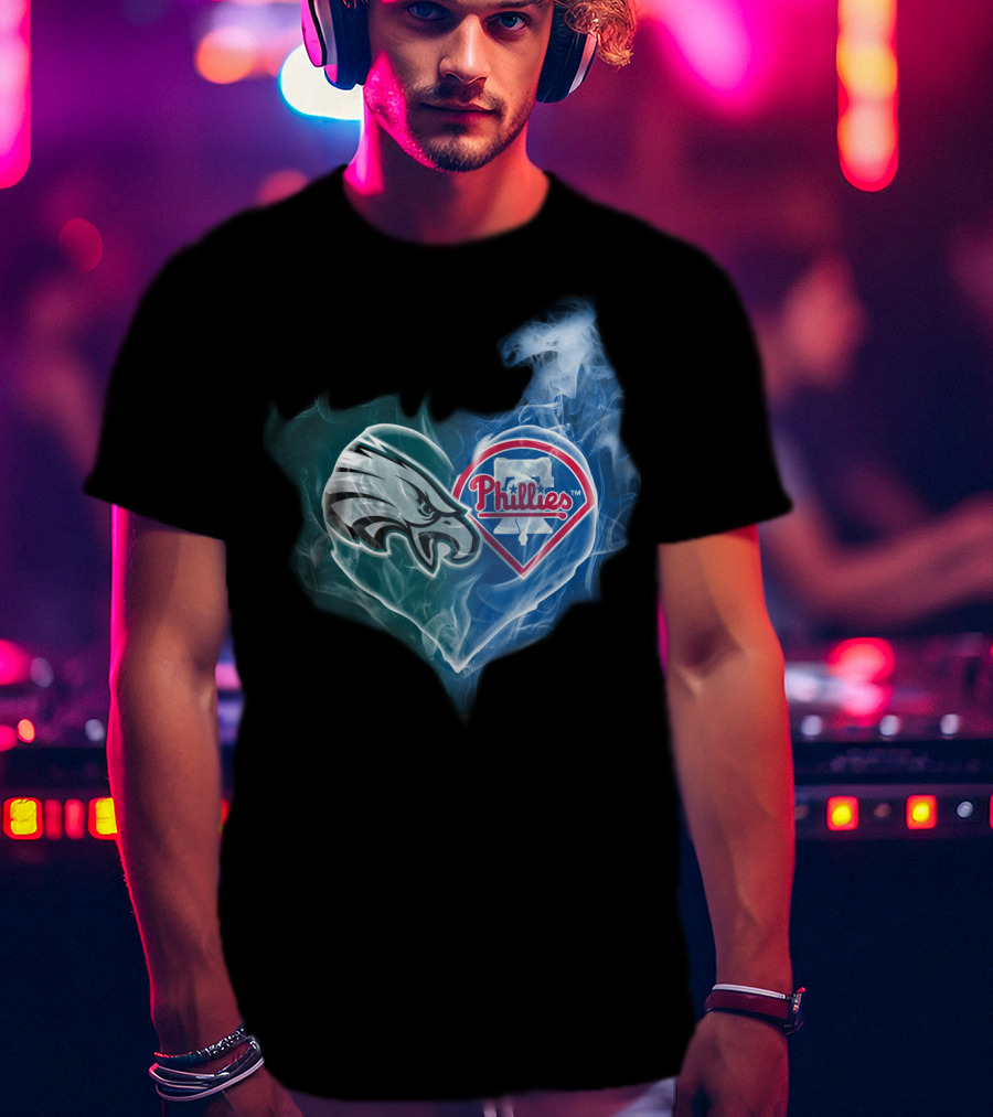 Philadelphia Eagles Phillies Heart T-Shirt
