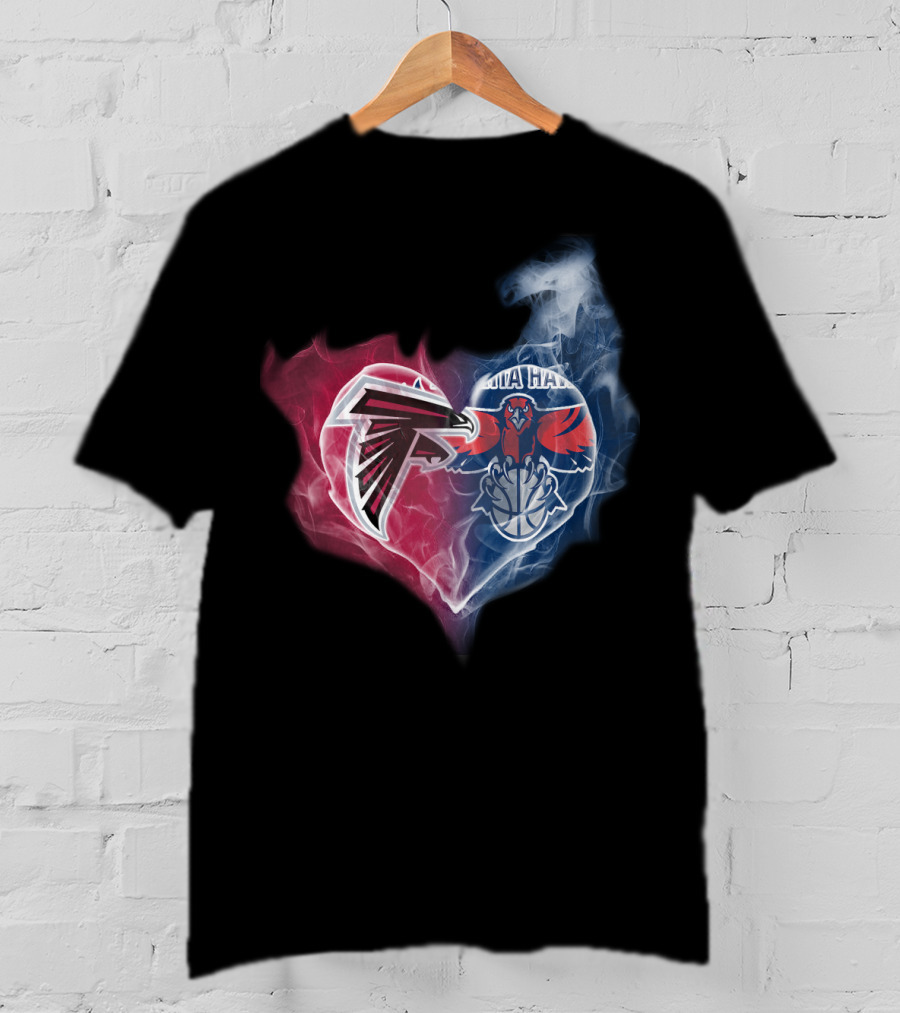 Falcons Atlanta Hawks Heart Logo Fusion T-Shirt
