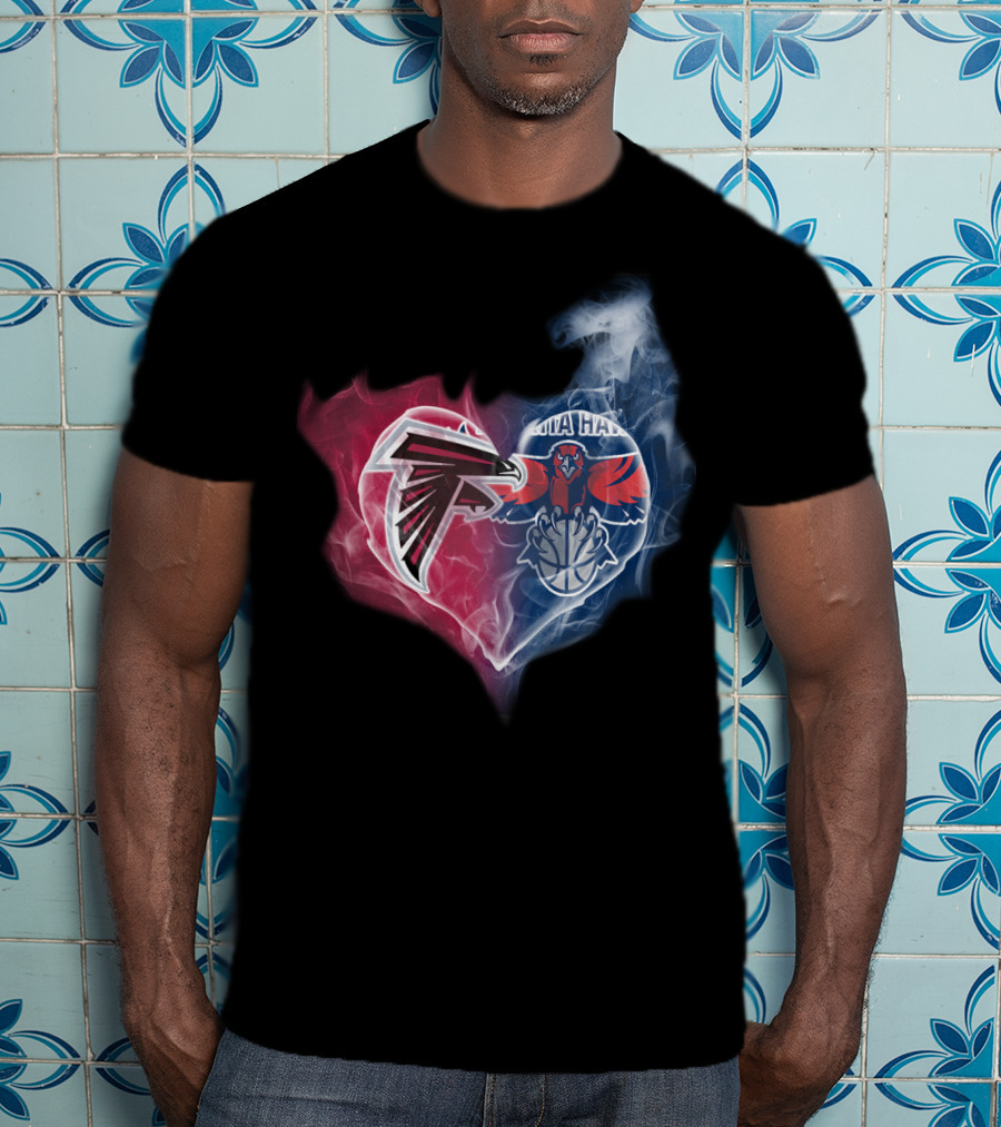 Falcons Atlanta Hawks Heart Logo Fusion T-Shirt