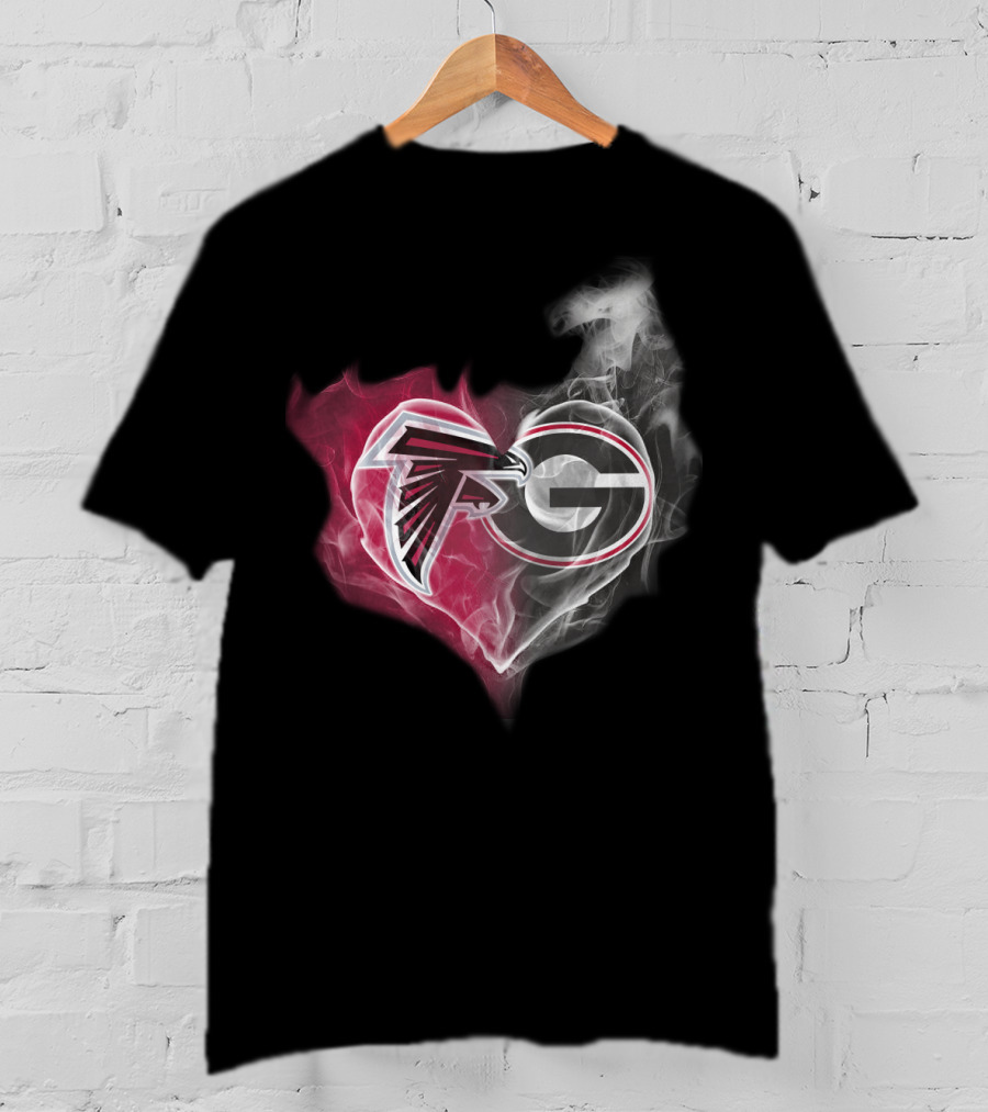 Atlanta Falcons Georgia Bulldogs Heart Smoke T-Shirt