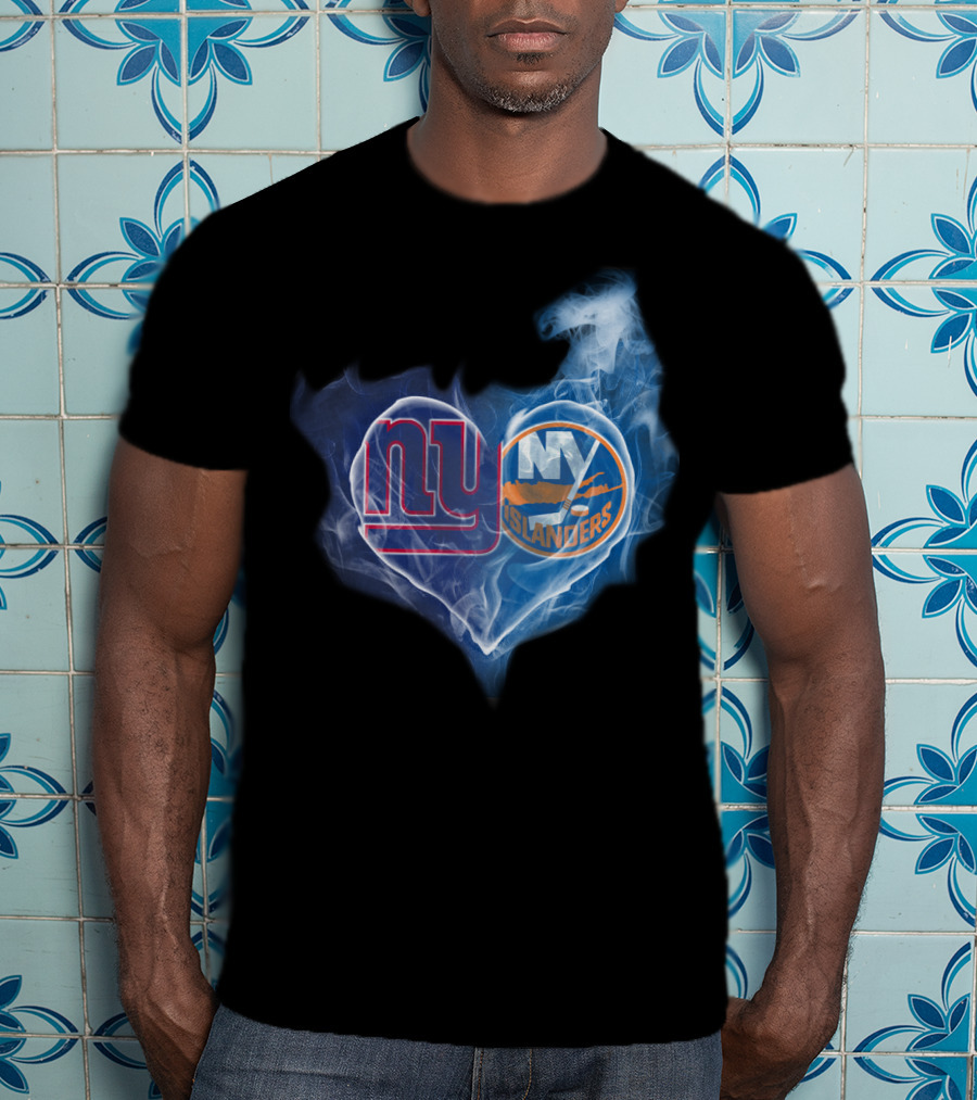 NY Giants Islanders Heart Smoke T-Shirt