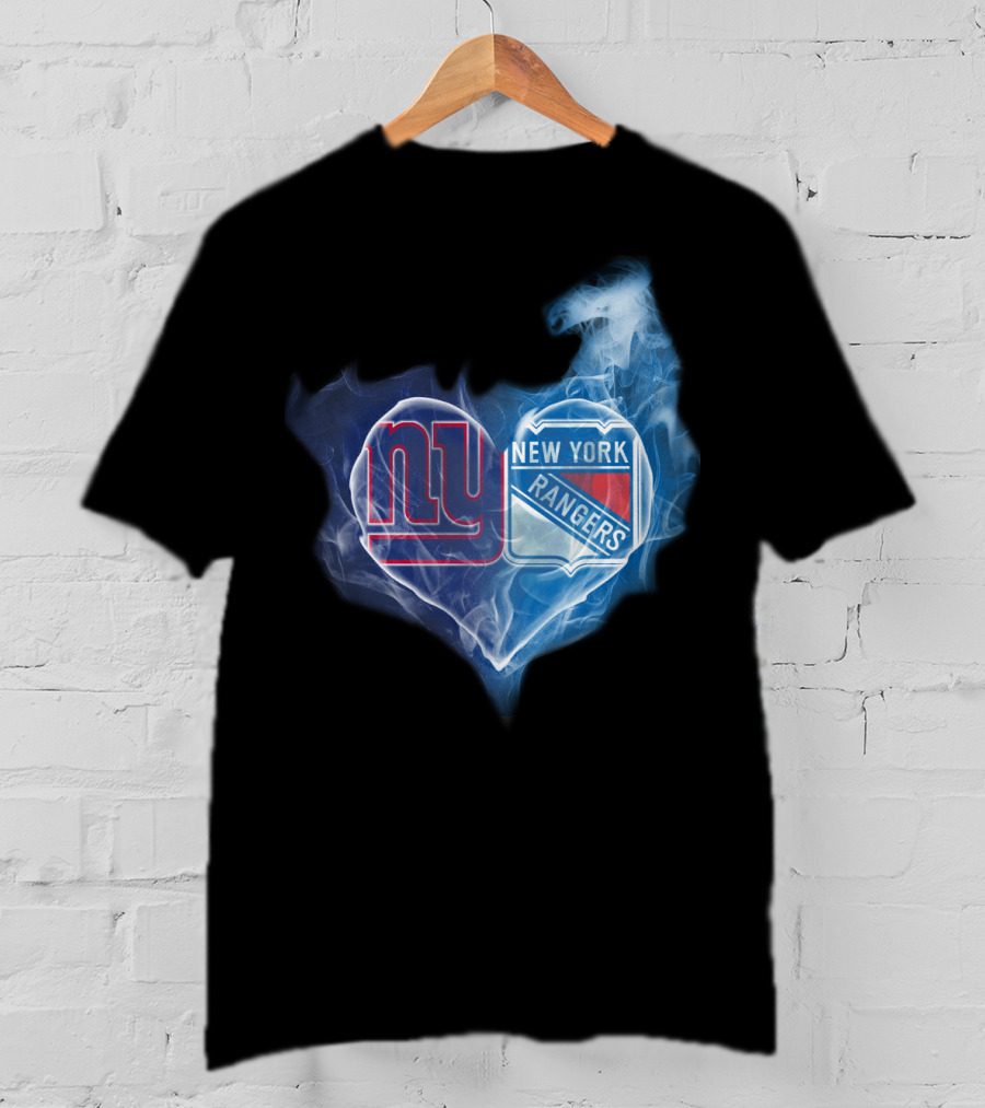Ny Giants New York Rangers Heart Smoke T-Shirt