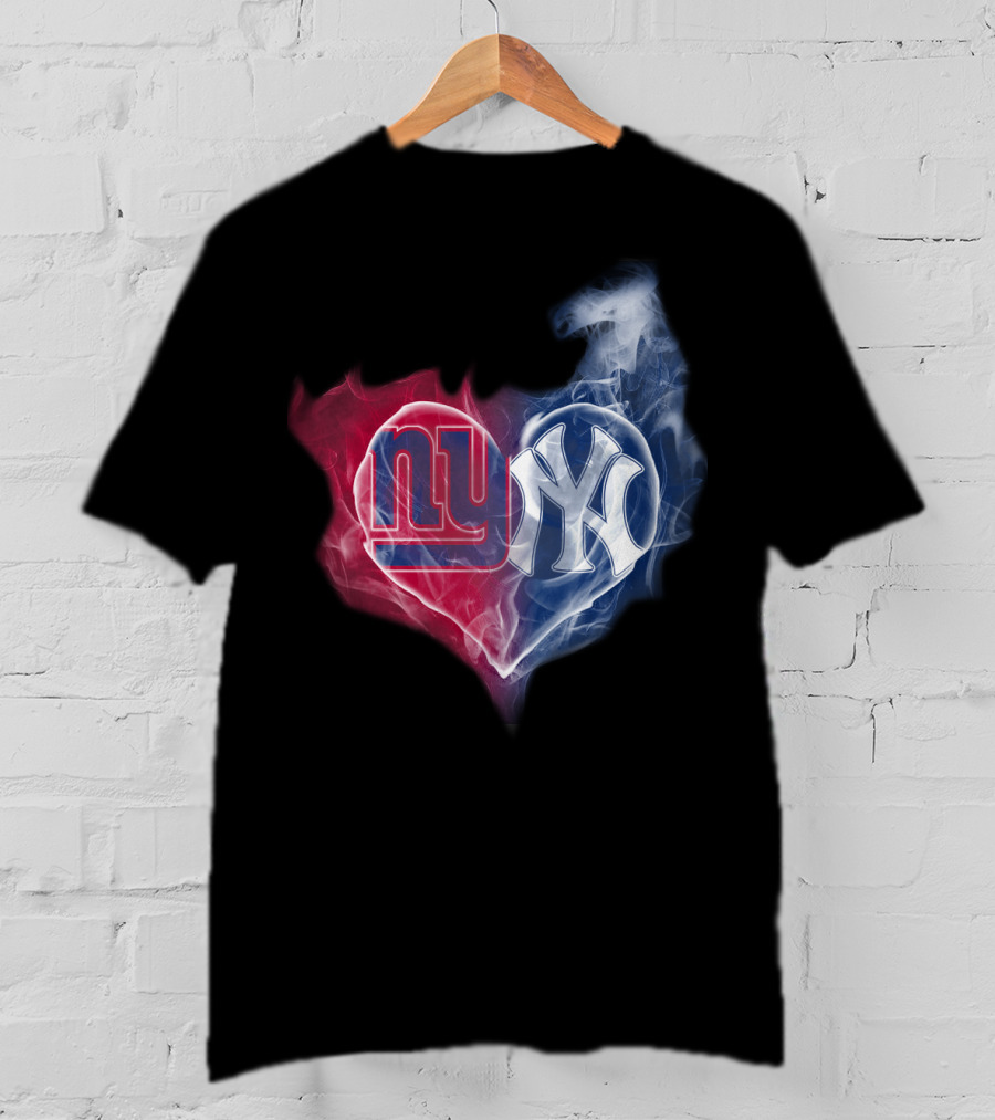 NY Giants NY Yankees Heart Smoke T-Shirt