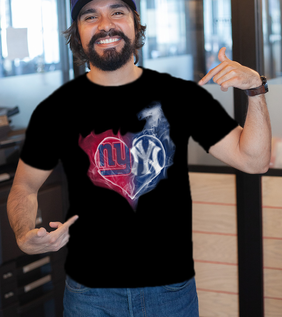 NY Giants NY Yankees Heart Smoke T-Shirt