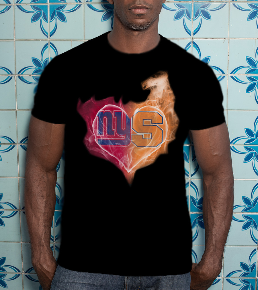 New York Giants Syracuse Orange Ny Heart Flame T-Shirt