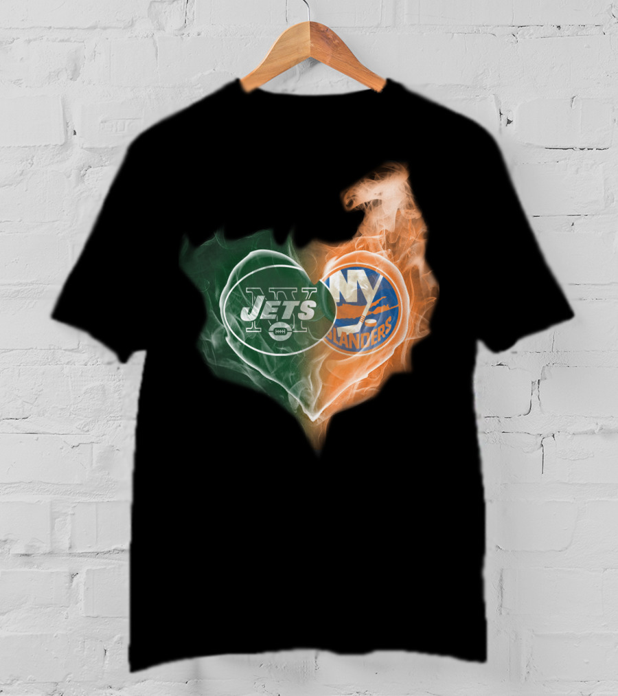 Jets New York Islanders Heart Smoke Fusion T-Shirt