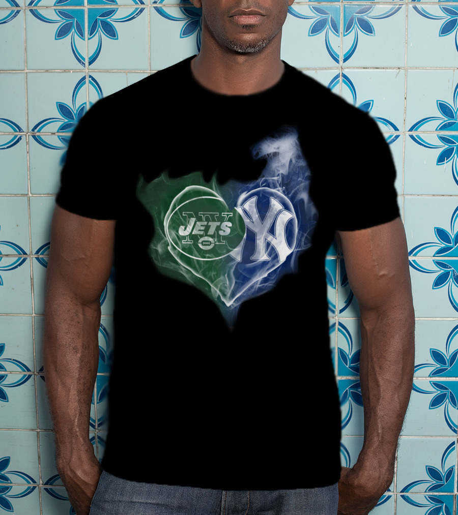 Jets Yankees Heart Smoke T-Shirt