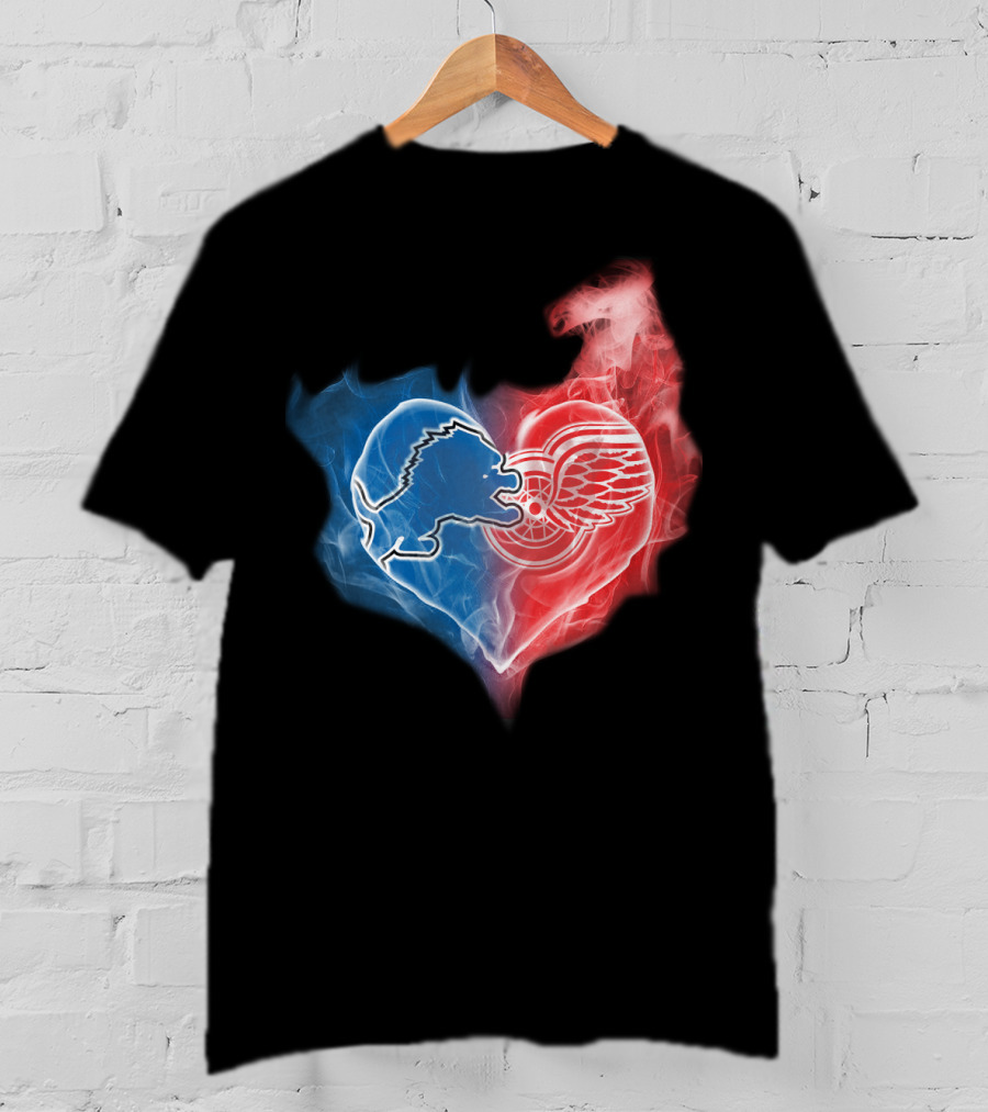 Detroit Lions Red Wings Heart T-Shirt