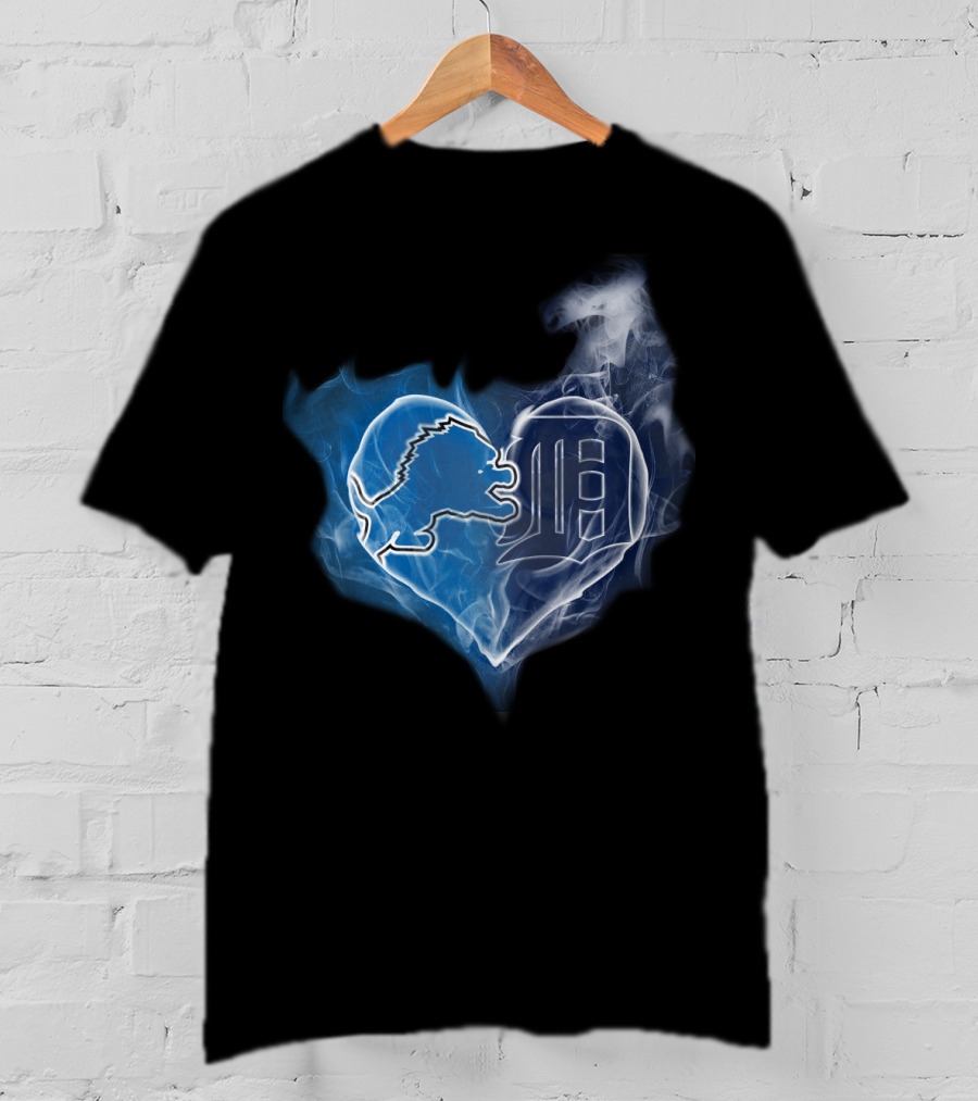 Detroit Lions And Tigers Heart T-Shirt