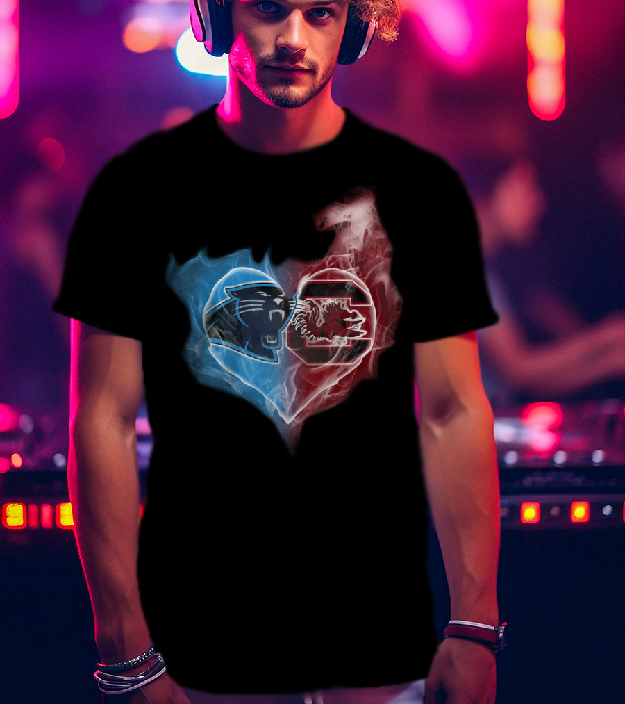 Panthers South Carolina Gamecocks Heart Icon T-Shirt