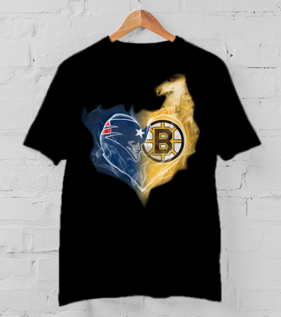 Patriots Boston Bruins Heart Logo Fusion T-Shirt