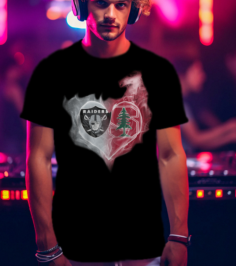 Raiders Stanford Cardinal Heart Emblem Fusion T-Shirt