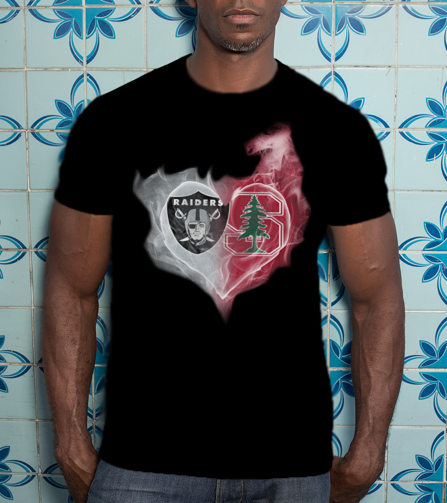 Raiders Stanford Cardinal Heart Emblem Fusion T-Shirt