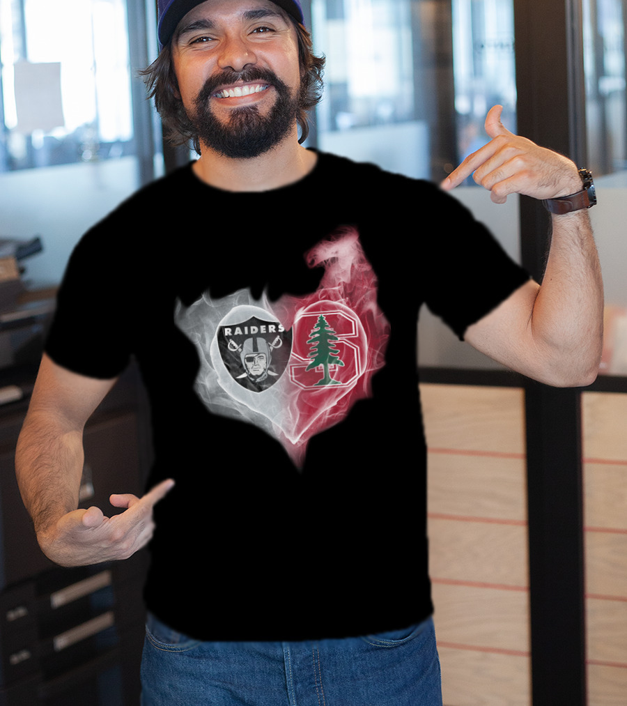 Raiders Stanford Cardinal Heart Emblem Fusion T-Shirt