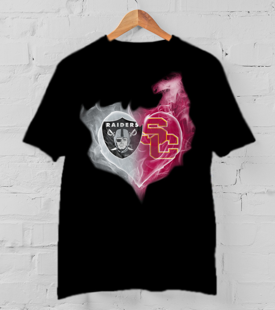Raiders USC Trojans Heart Logo Fusion T-Shirt