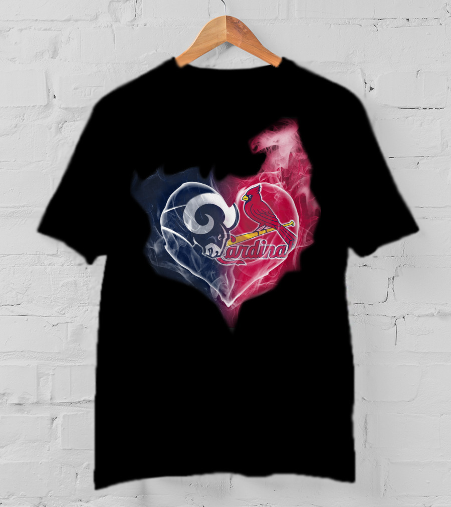 Rams Cardinals Heart Logo Smoke T-Shirt