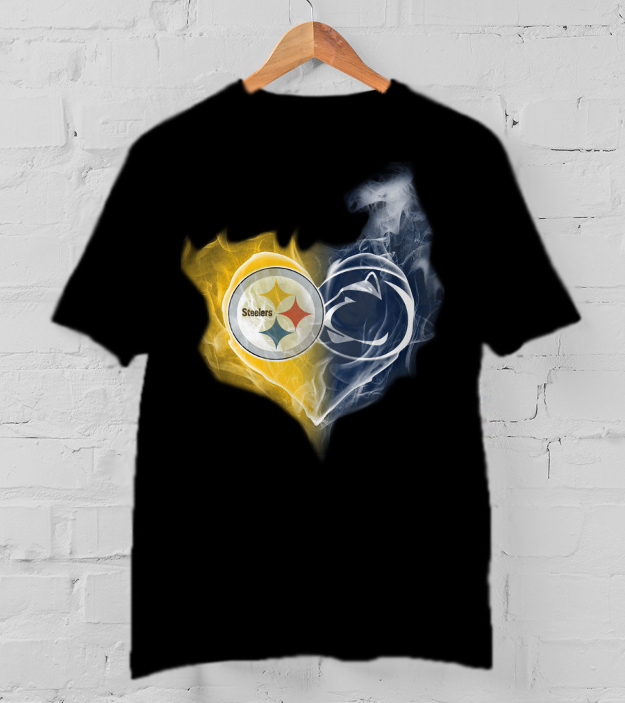 Steelers Penn State Nittany Lions Heart Flame T-Shirt