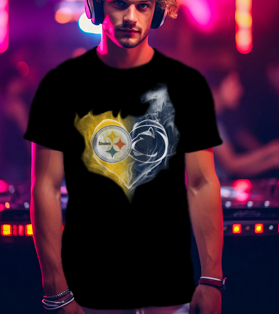 Steelers Penn State Nittany Lions Heart Flame T-Shirt