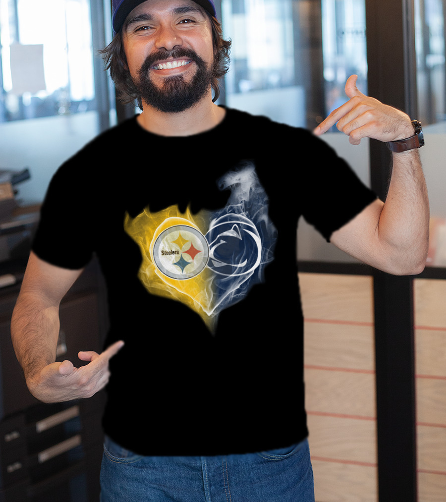 Steelers Penn State Nittany Lions Heart Flame T-Shirt